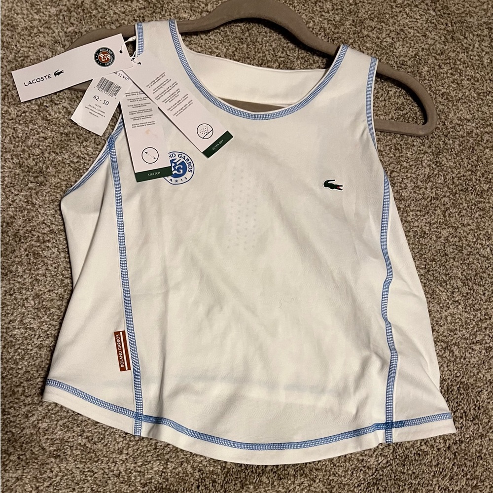NWT LACOSTE Athletic or Tennis top 10 42 Roland Garros Paris Higher Neckline